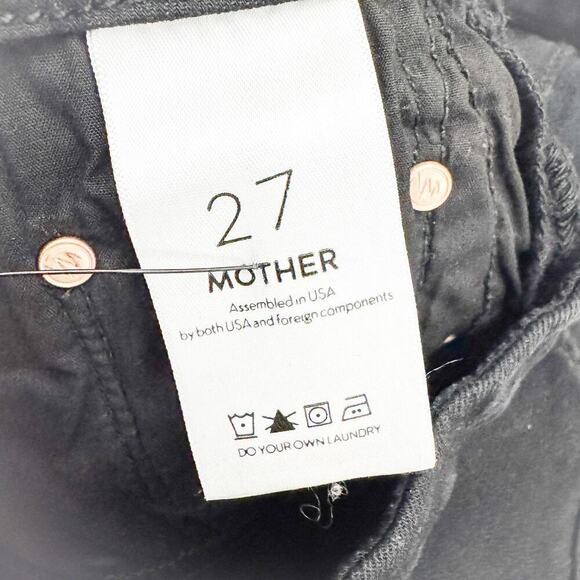Mother High Waisted Looker Ankle Fray Guilty Glitter Race Black Denim Jeans SZ27 - Picture 8 of 10
